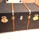 Malle de voyage ancienne vintage en bois datant des années 1880/1920