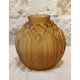 Amber yellow satin-finished moulded glass round vase signed CLA, Art Deco, circa 1930.