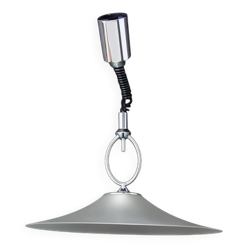 Suspension Helestra, Allemagne, années 1970 | Chrome et verre dépoli | Vintage