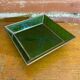 Bowl antique molded glass green + brass vintage