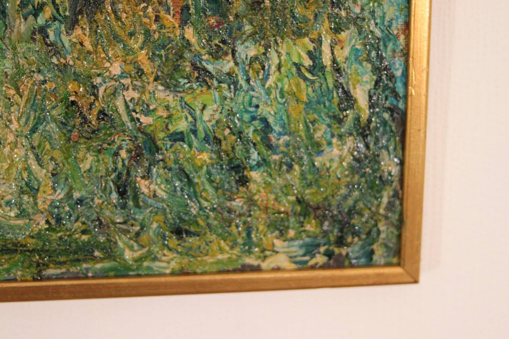 Original Mid Century Swedish Oil on Panel – “Textured Forest” by Stig Allan