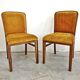 Set de 4 chaises Art Déco en placage de racine de noyer, velours