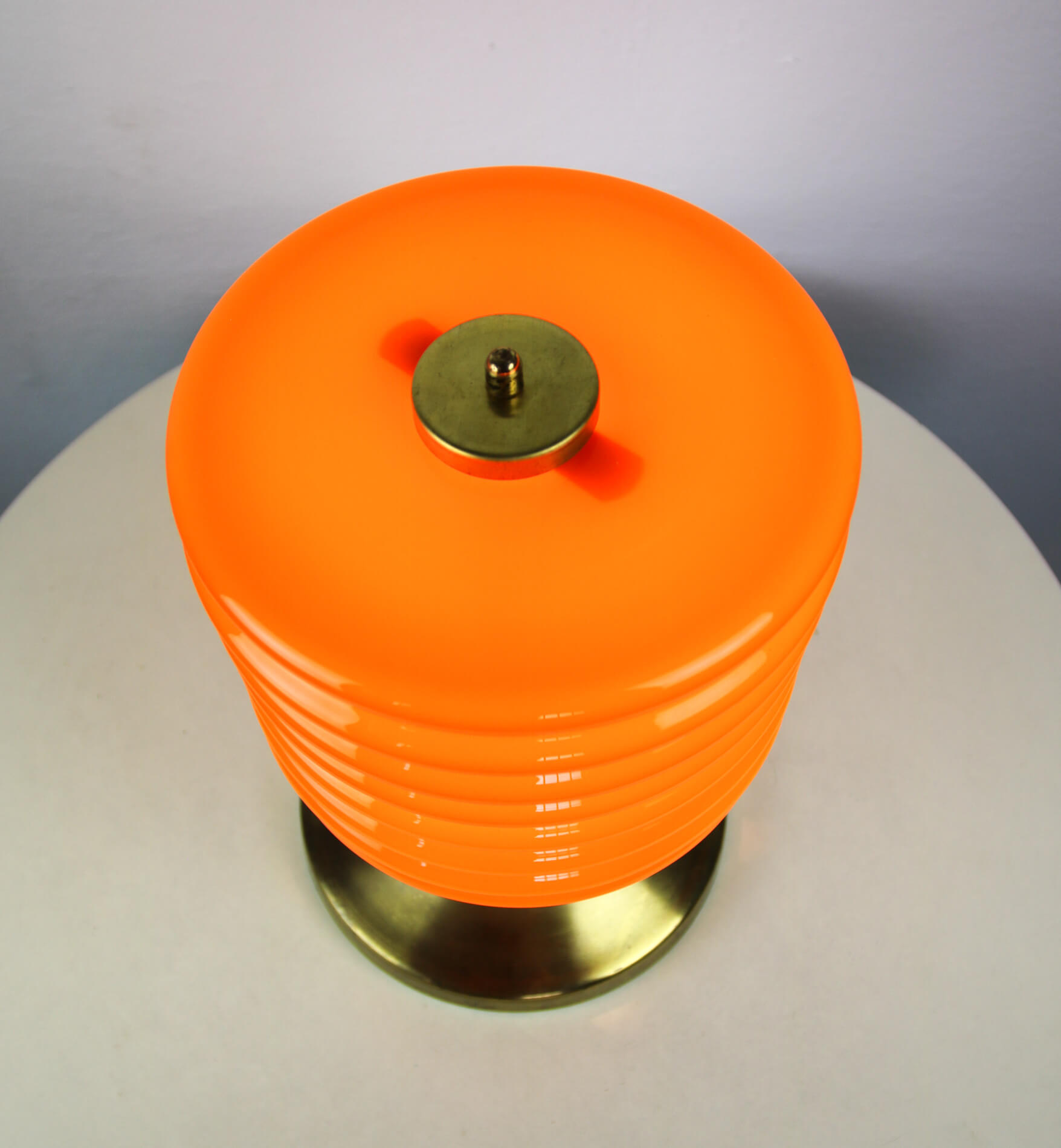 Mid-century orange glass table lamp