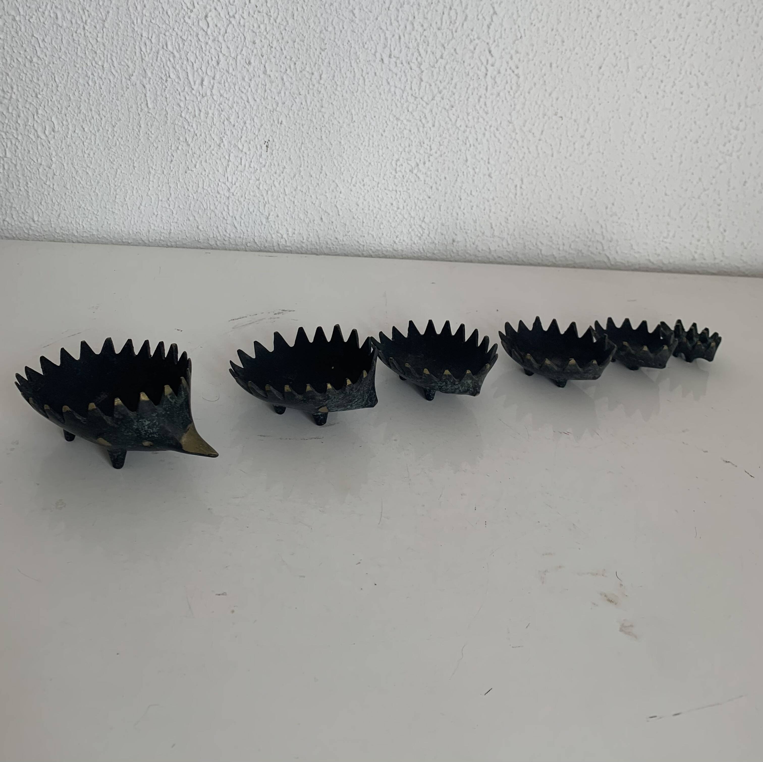 Vintage 1950 hedgehog ashtrays by Walter Bosse for Hertha Baller