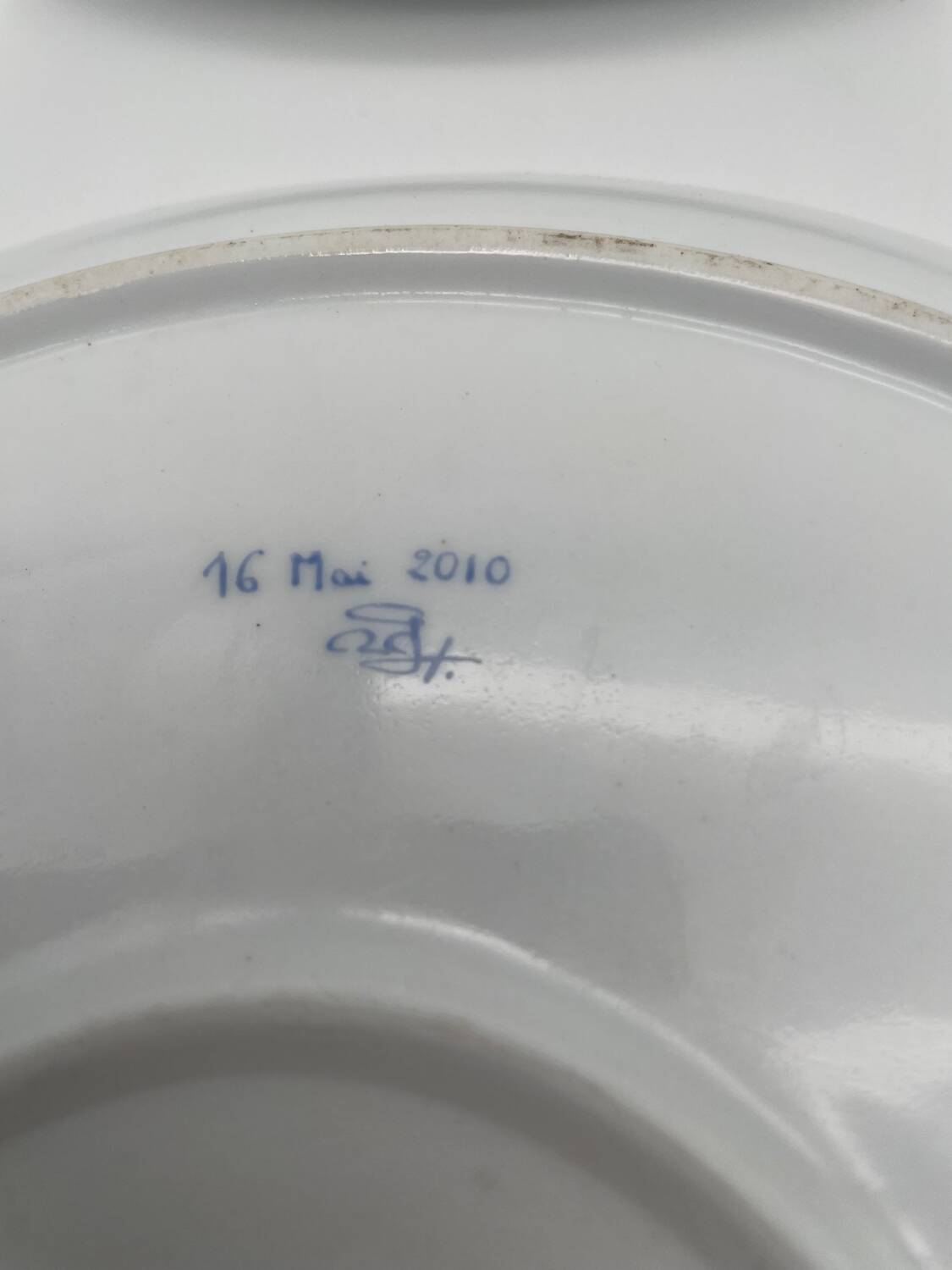 Hand painted porcelain plate with landscape decoration