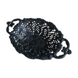Fruit basket or bread in metal worked lace effect. Black color
