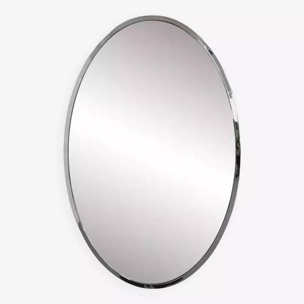 Miroir ovale des années 50 - 60 au contour chromé