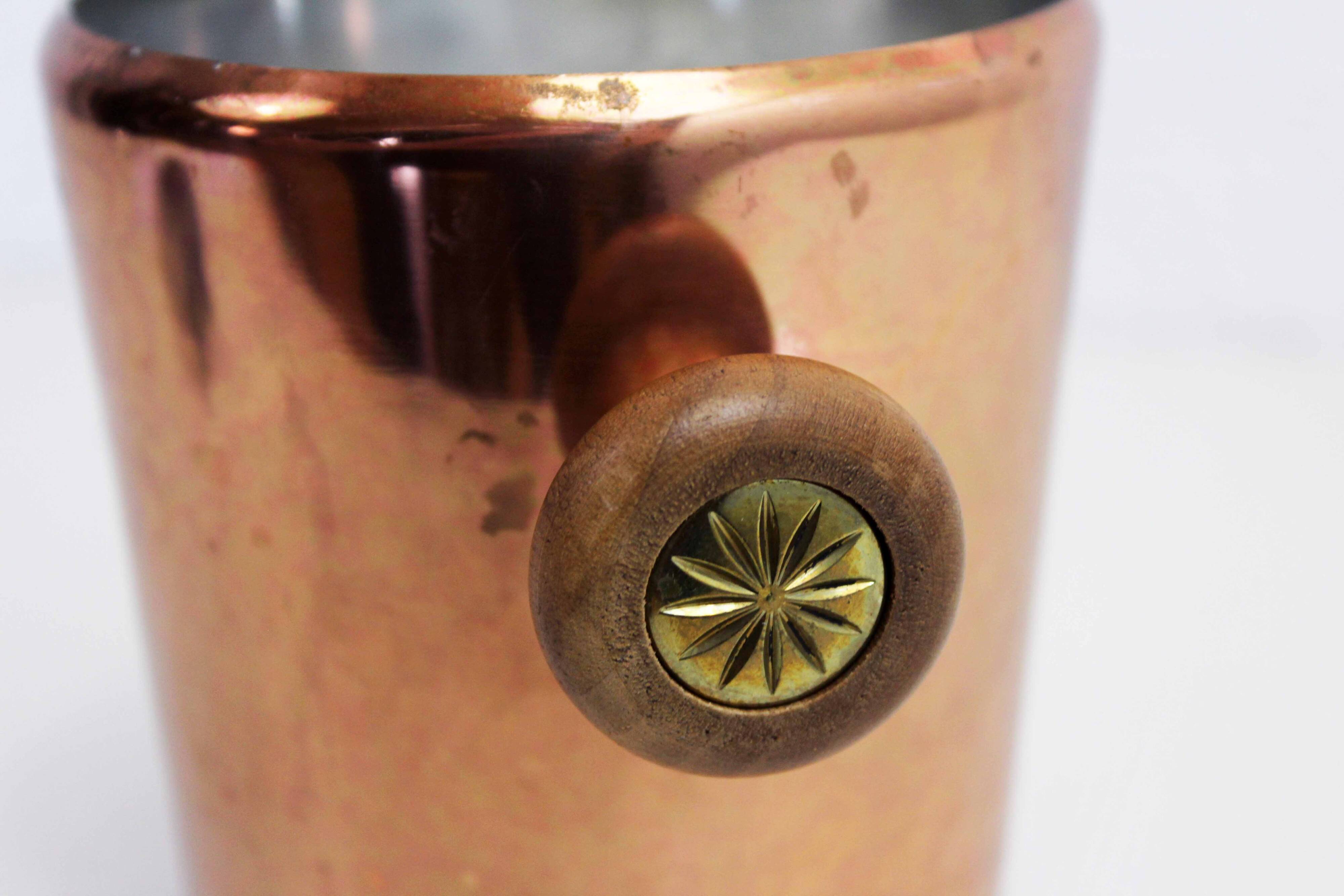 Small copper and teak ice bucket