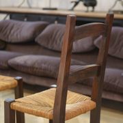 Set of 4 chairs in elm and straw by Aranjou 1950s