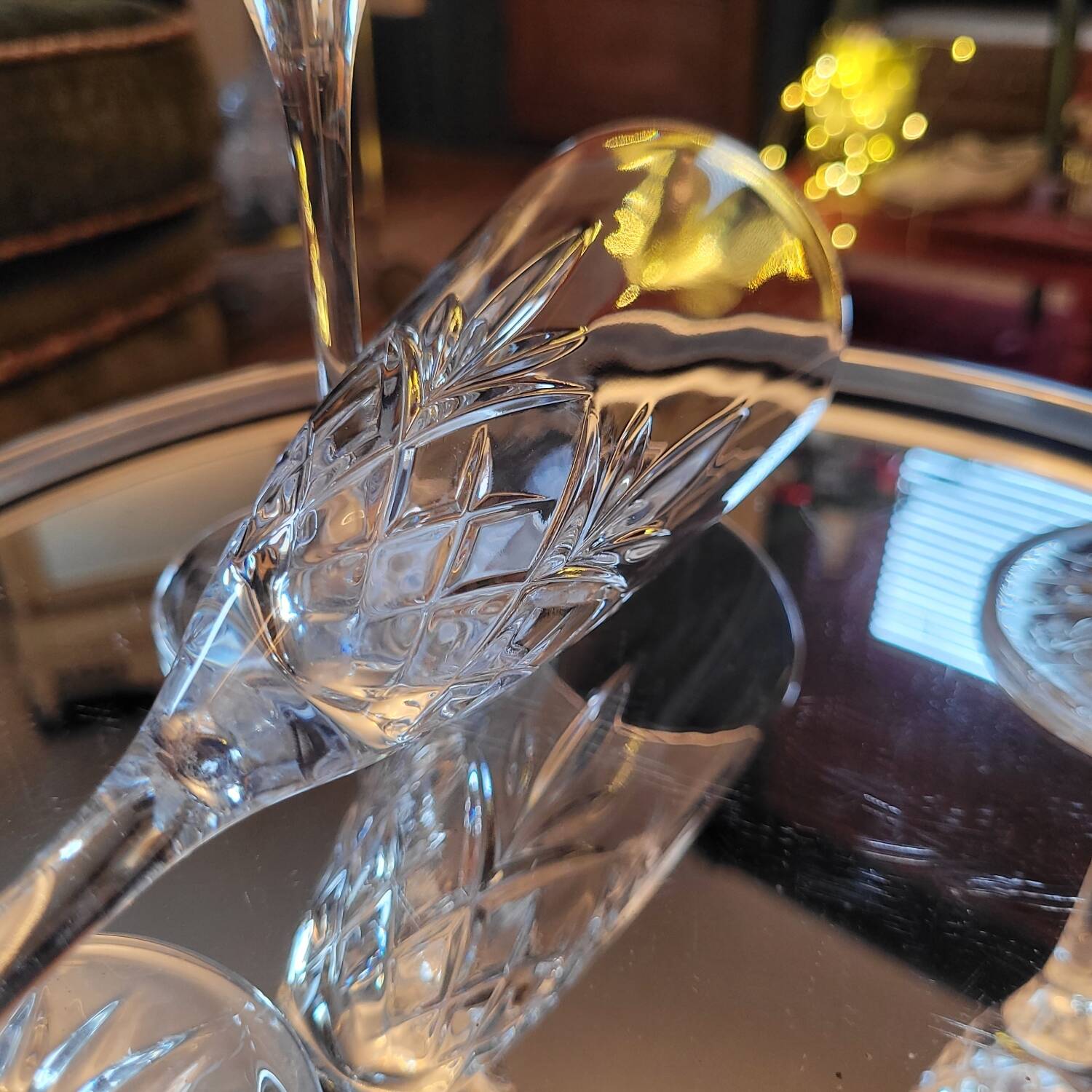 Star-shaped cut crystal flutes. 1960s.