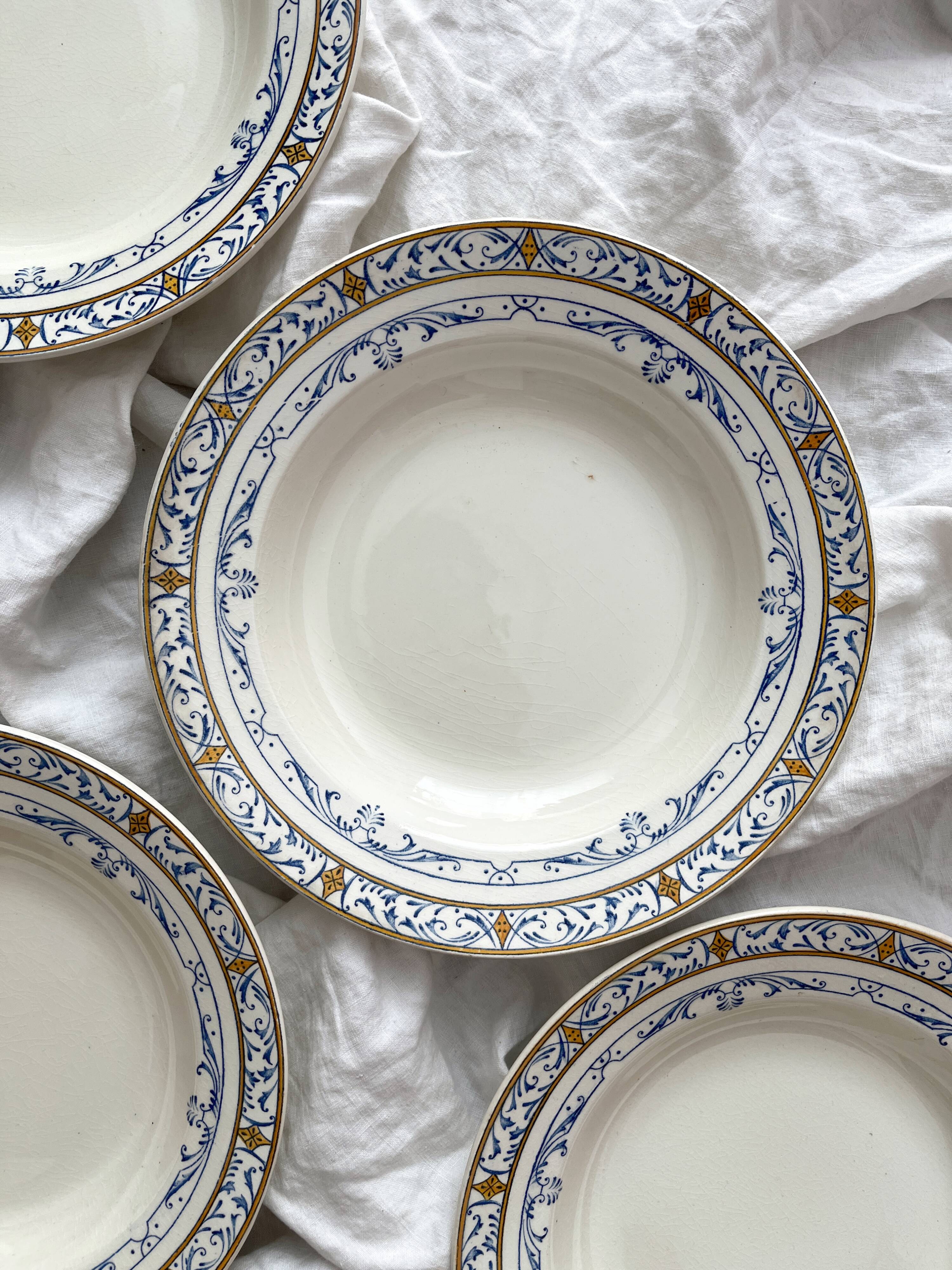 4 deep ironware plates “Colbert” Creil and Montereau