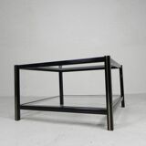 Hollywood Regency coffee table with 2 faceted glass plates, 1970s