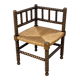 Art Deco turned wood straw corner armchair