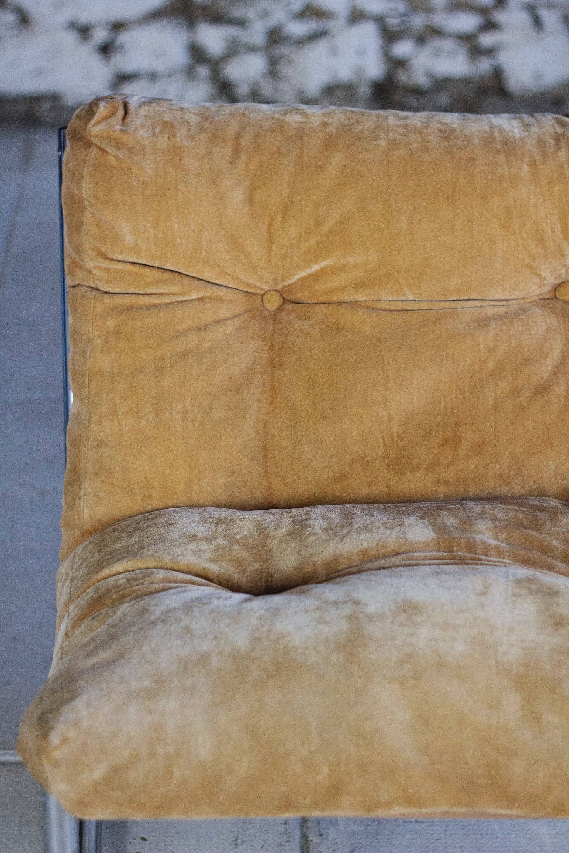 Vintage "Pixi" style armchair in velvet and chrome, 1970