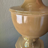 Beige glazed ceramic lamp from the 80s