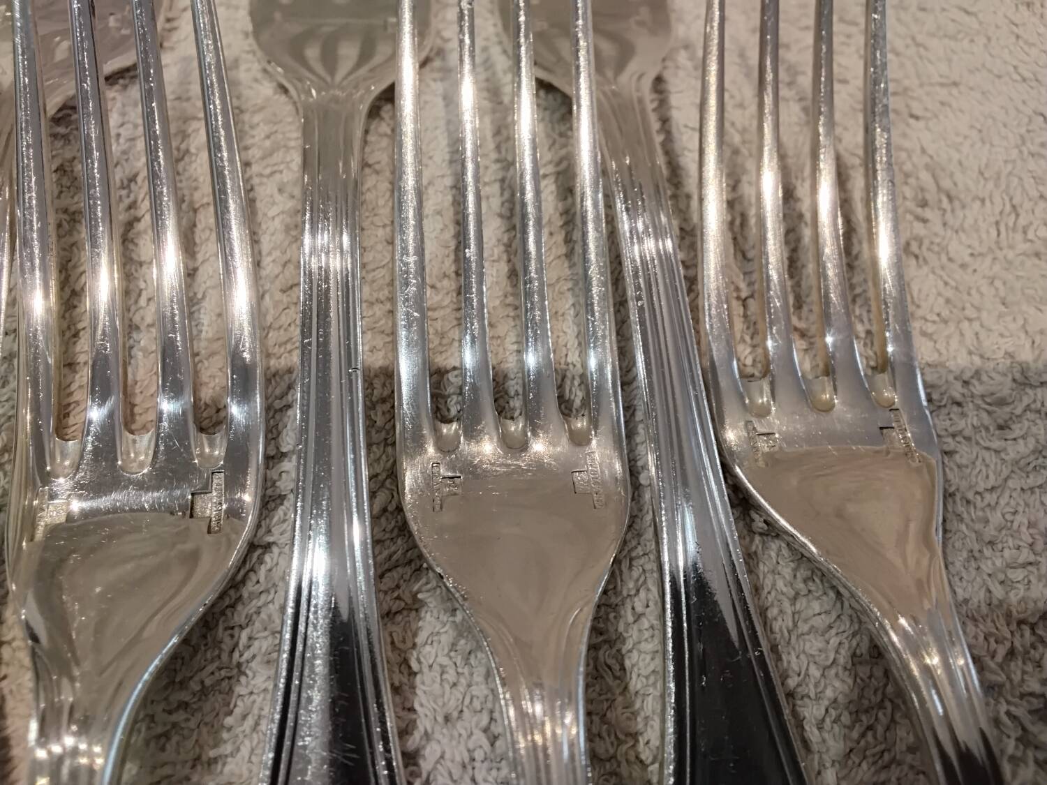 6 silver-plated dessert forks by Christofle, Albi pattern