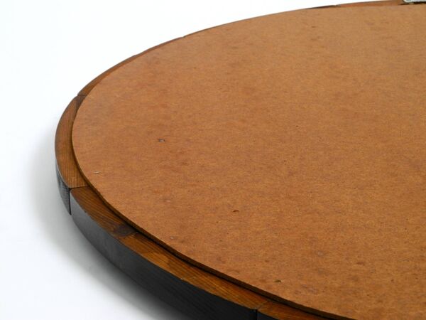 Miroir mural en bois de pin rond des années 1970 provenant du Danemark   ∅ 89 cm