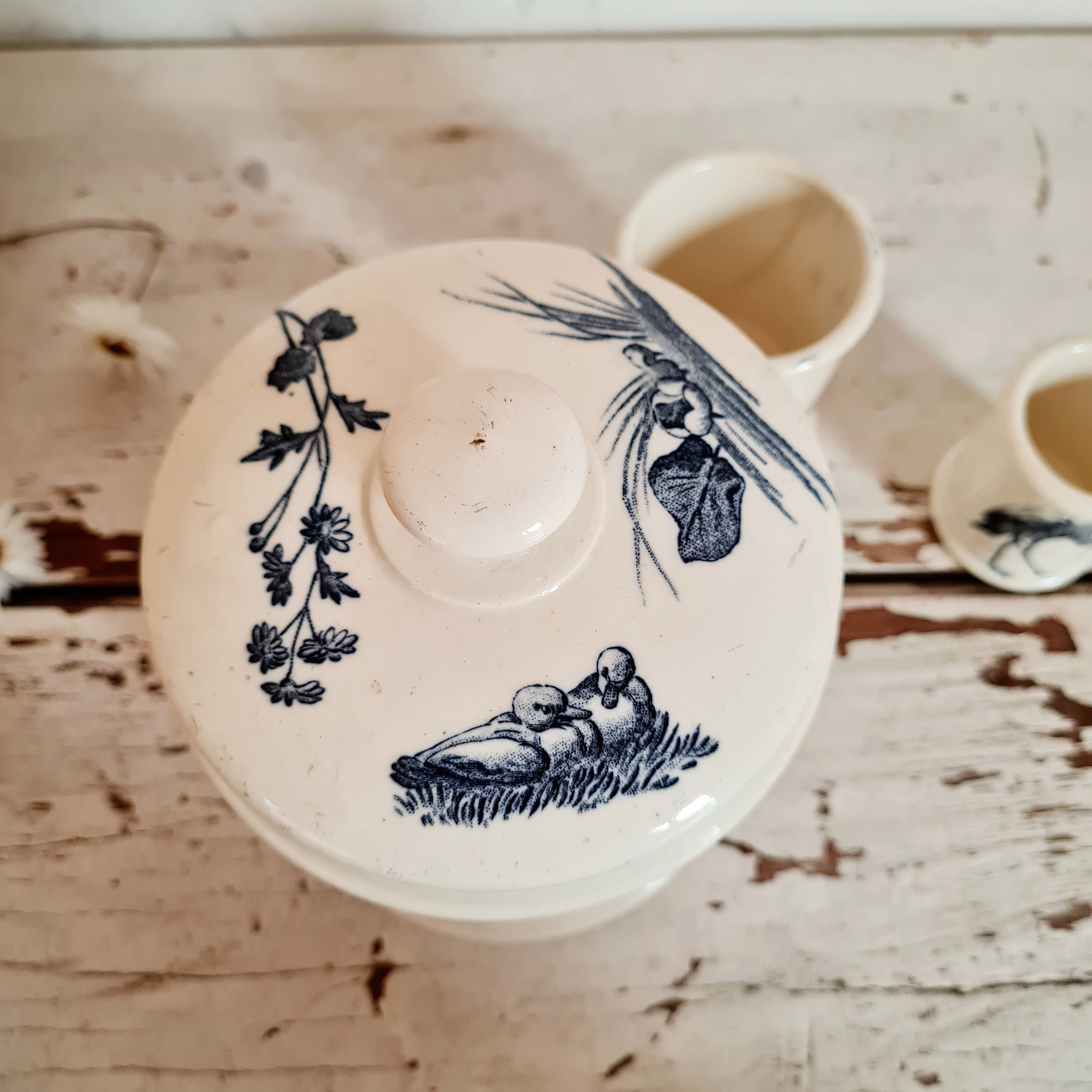 Série de 3 pots en porcelaine