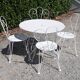 Salon de jardin en fer forgé blanc ancien table et 4 chaises