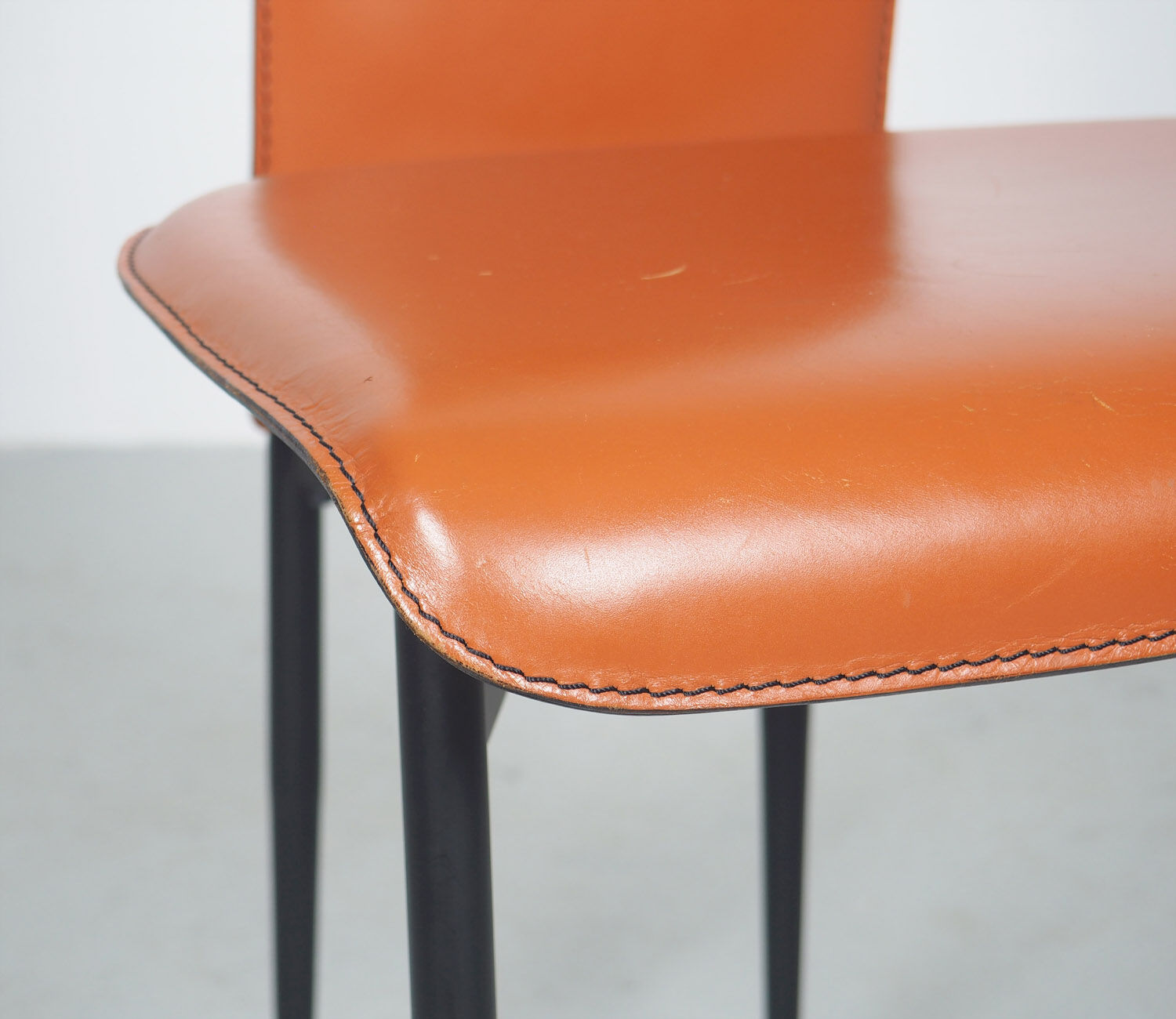 Fasem dinner chairs S44 in cognac red leather, 1990's
