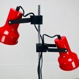 Floor lamp 2 spots red chrome stem SCE 1970