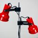Floor lamp 2 spots red chrome stem SCE 1970