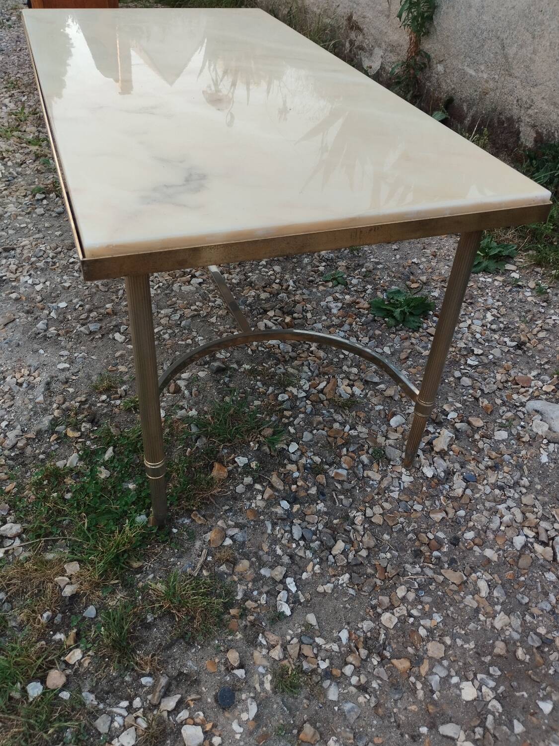 Antique vintage coffee table with marble top