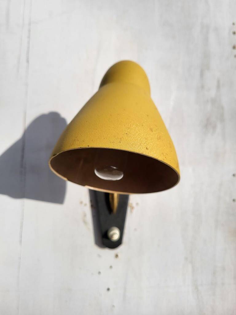 Yellow adjustable casserole wall light 1950
