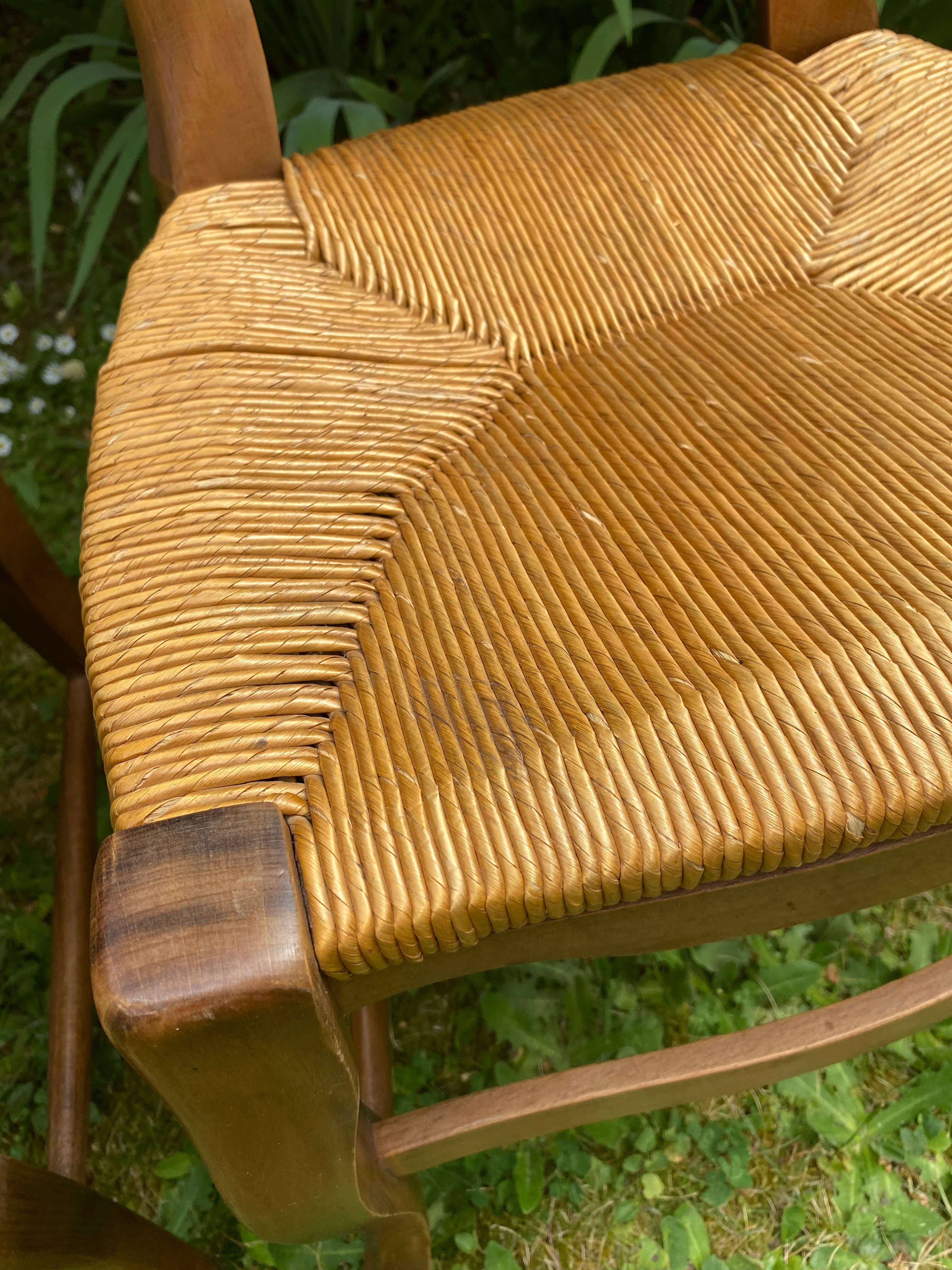Deux chaises paillées création artisanale années 80