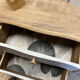 Adorable small chest of drawers or weathered white console.