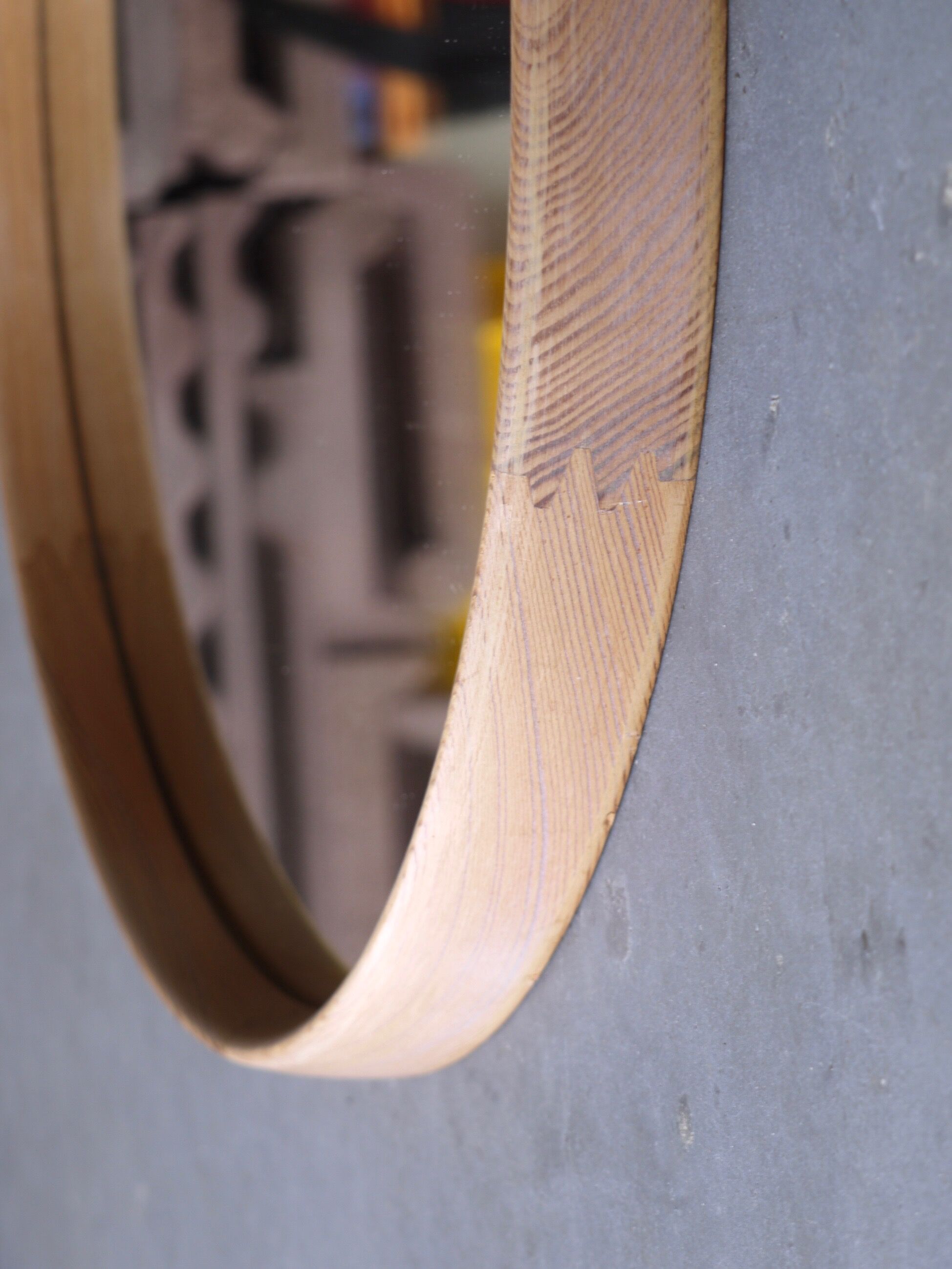 Vintage Scandinavian wooden circular mirror, 1970s