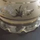 Set of 2 Vintage French Amber Patterned Glass Shades Frilled Edge