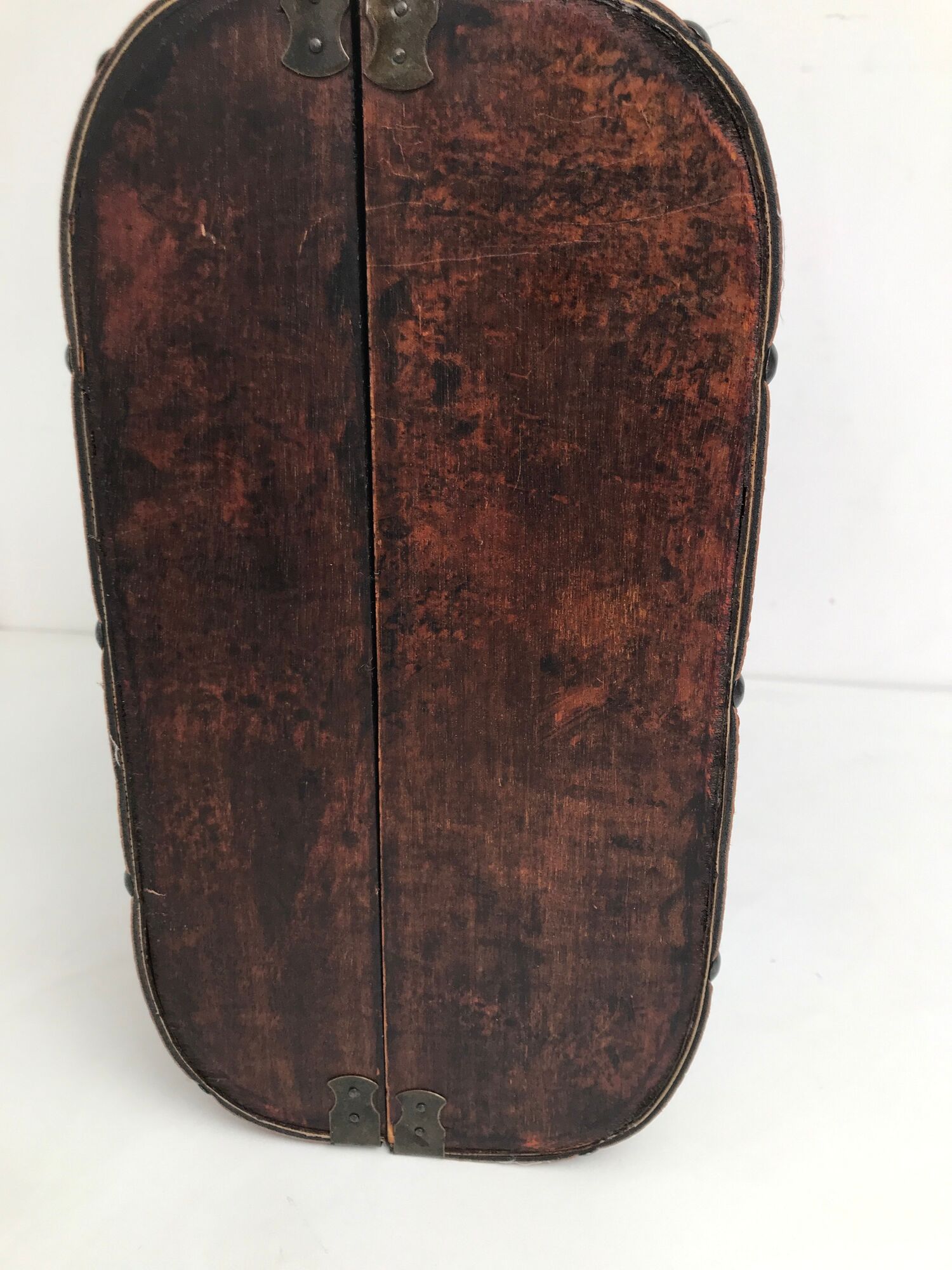 Wooden suitcase leather and metal 60s