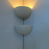Pair of vintage corner sconces, matte white porcelain, France 1970