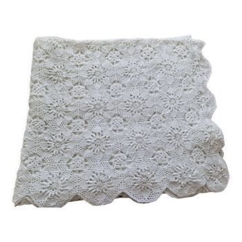 Dessus de lit en coton blanc au crochet