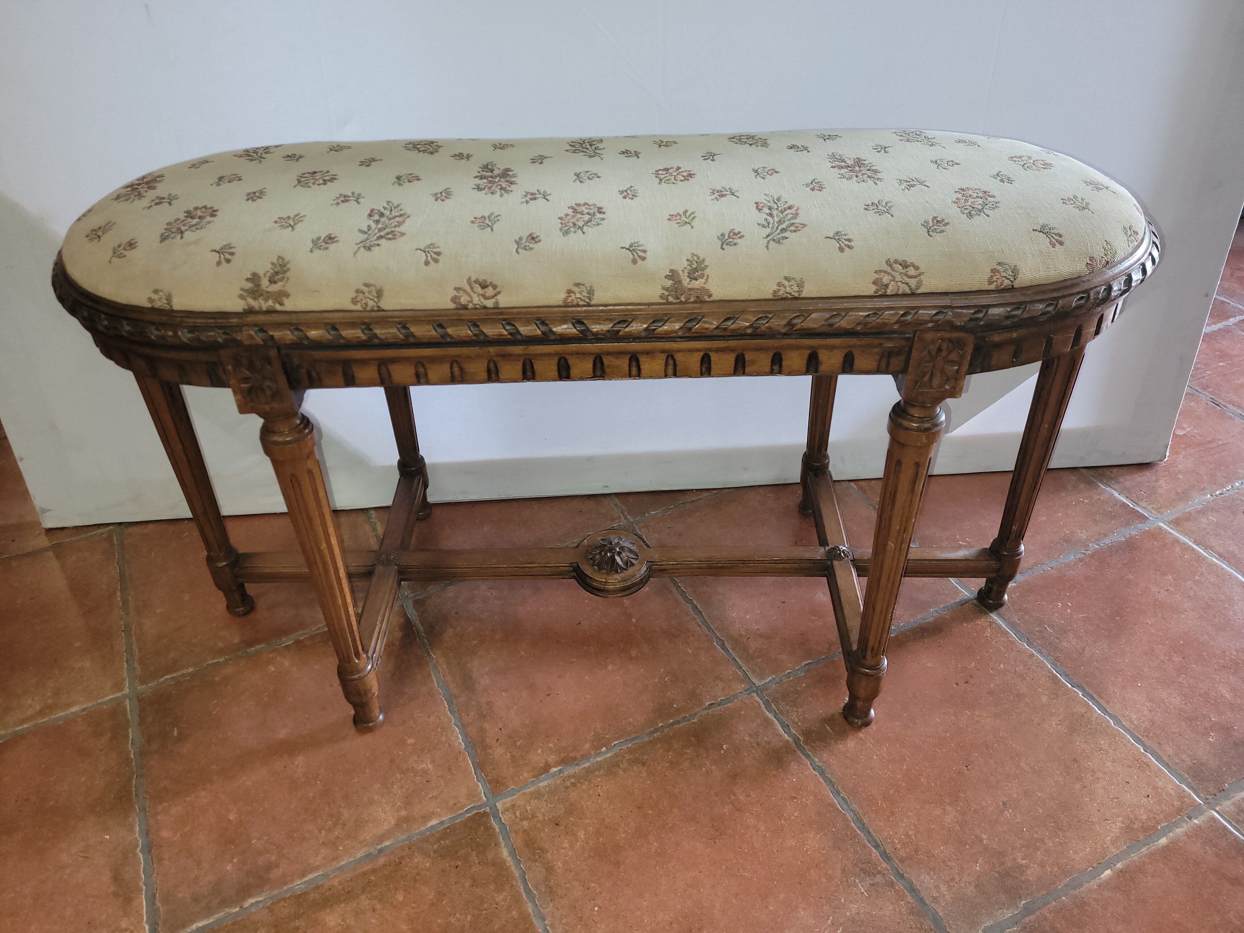 Antique walnut piano bench
