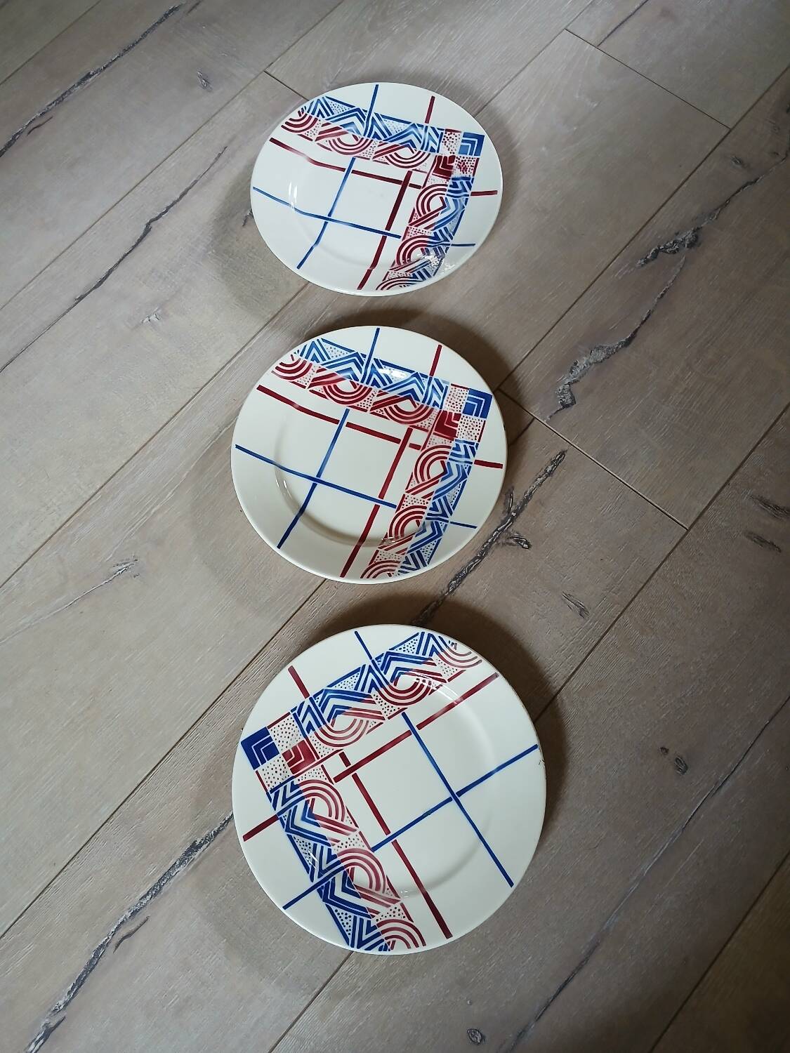 3 old Badonviller dinner plates