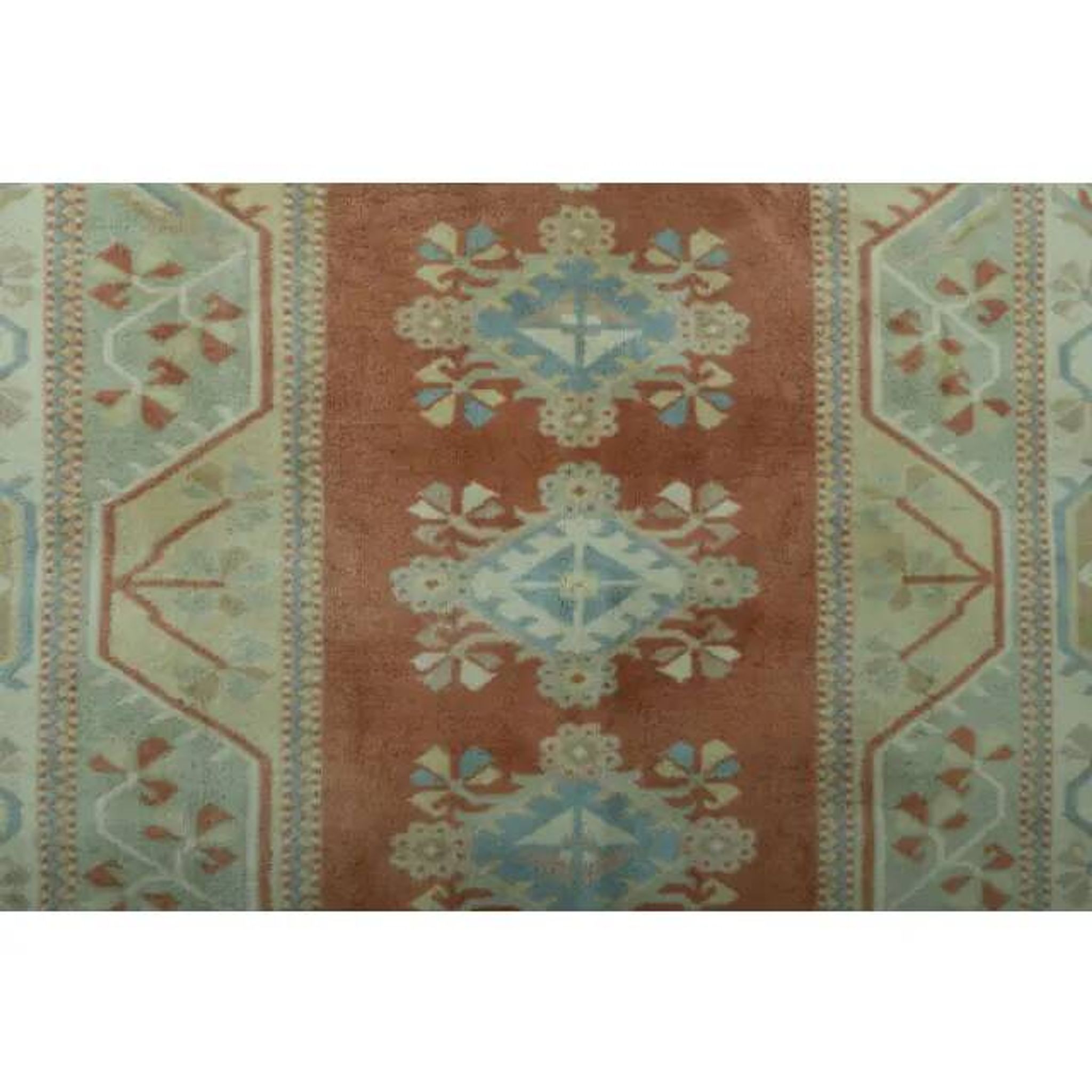 1970s Vintage Turkish Oushak Handmade Wool Cotton Orange Area Rug  198x287