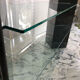 Roche Bobois console in veined black marble and glass, 1990s.