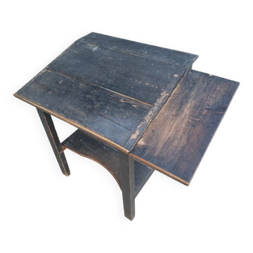 Pine school desk with lid and flap - early 20th century