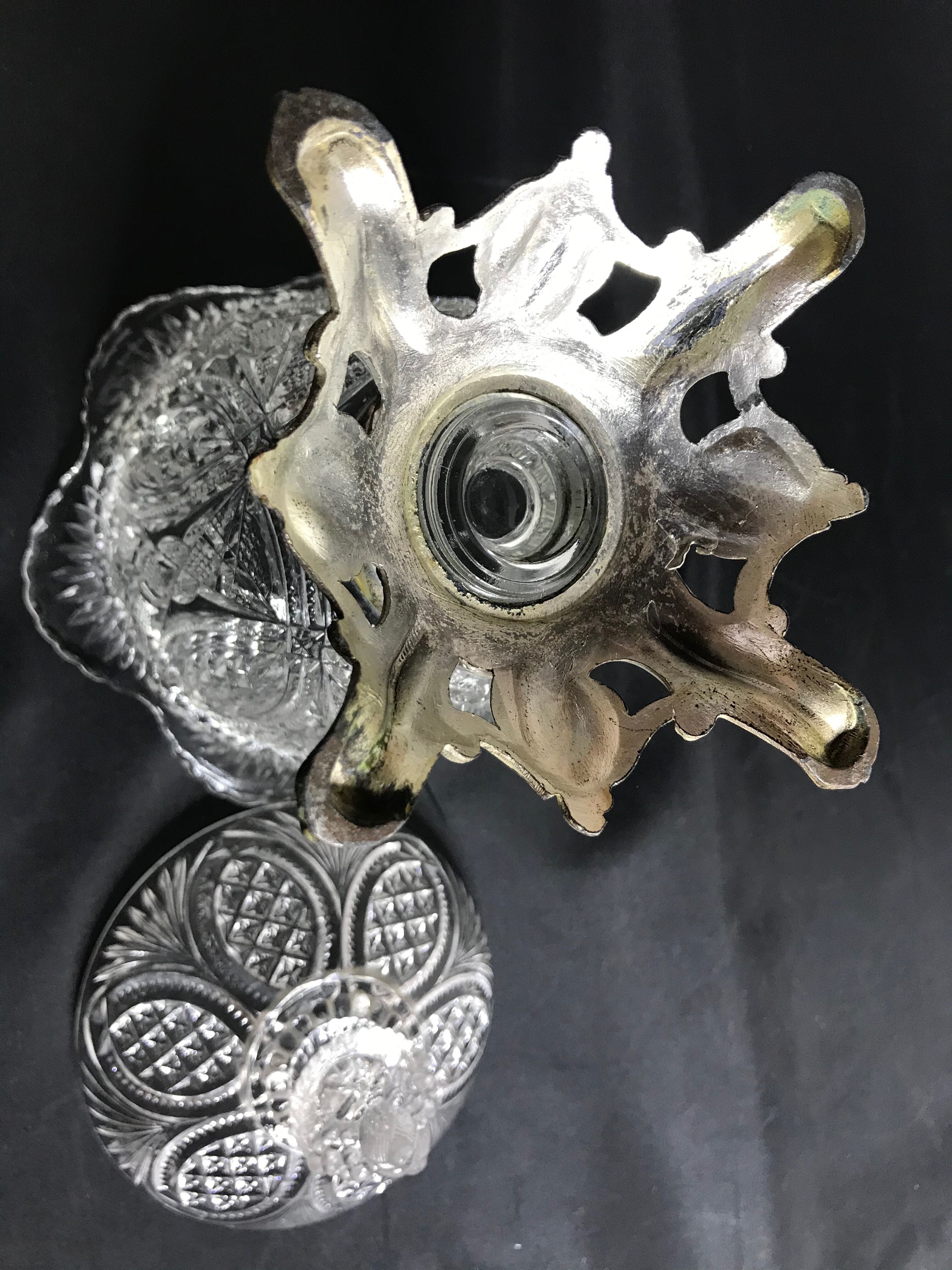 Sugar pot - Louis XV style - 1/2 moulded crystal