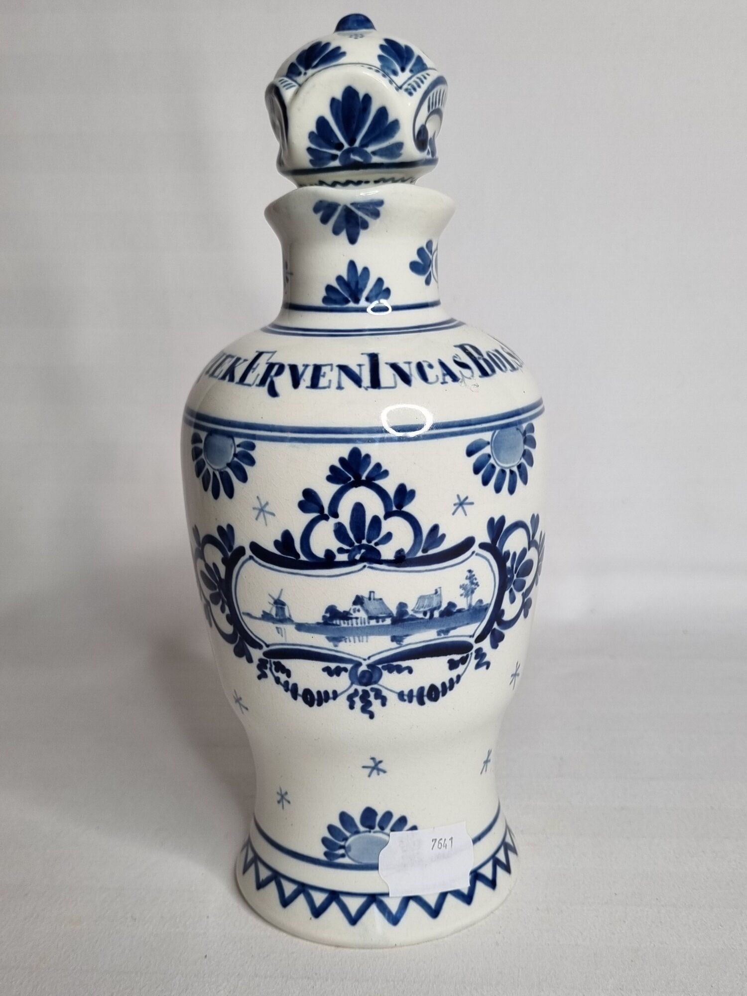 Delft ceramic bottle, Erven Lucas Bols, Amsterdam
