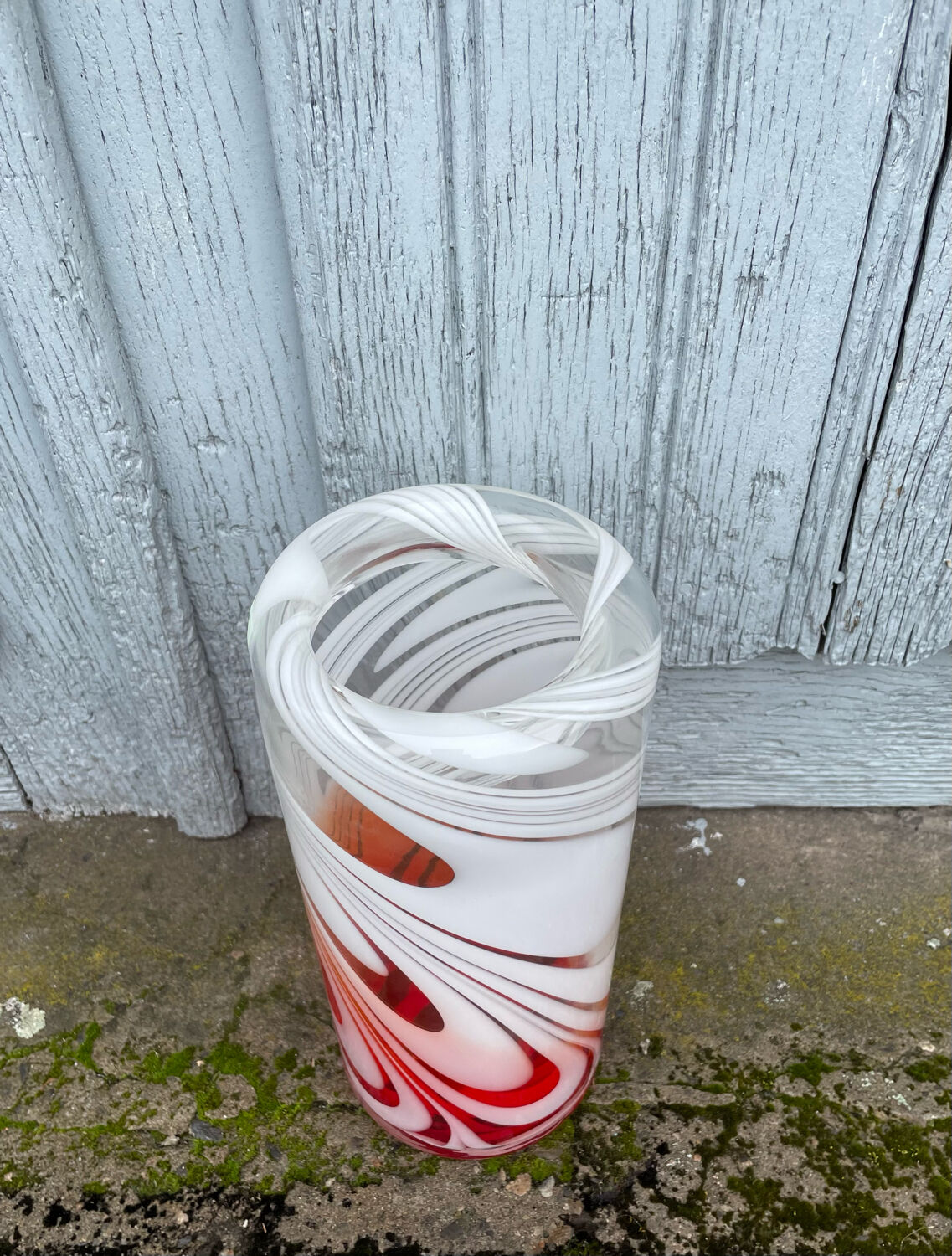 Mid Century modern hand blown “Flame glass vase