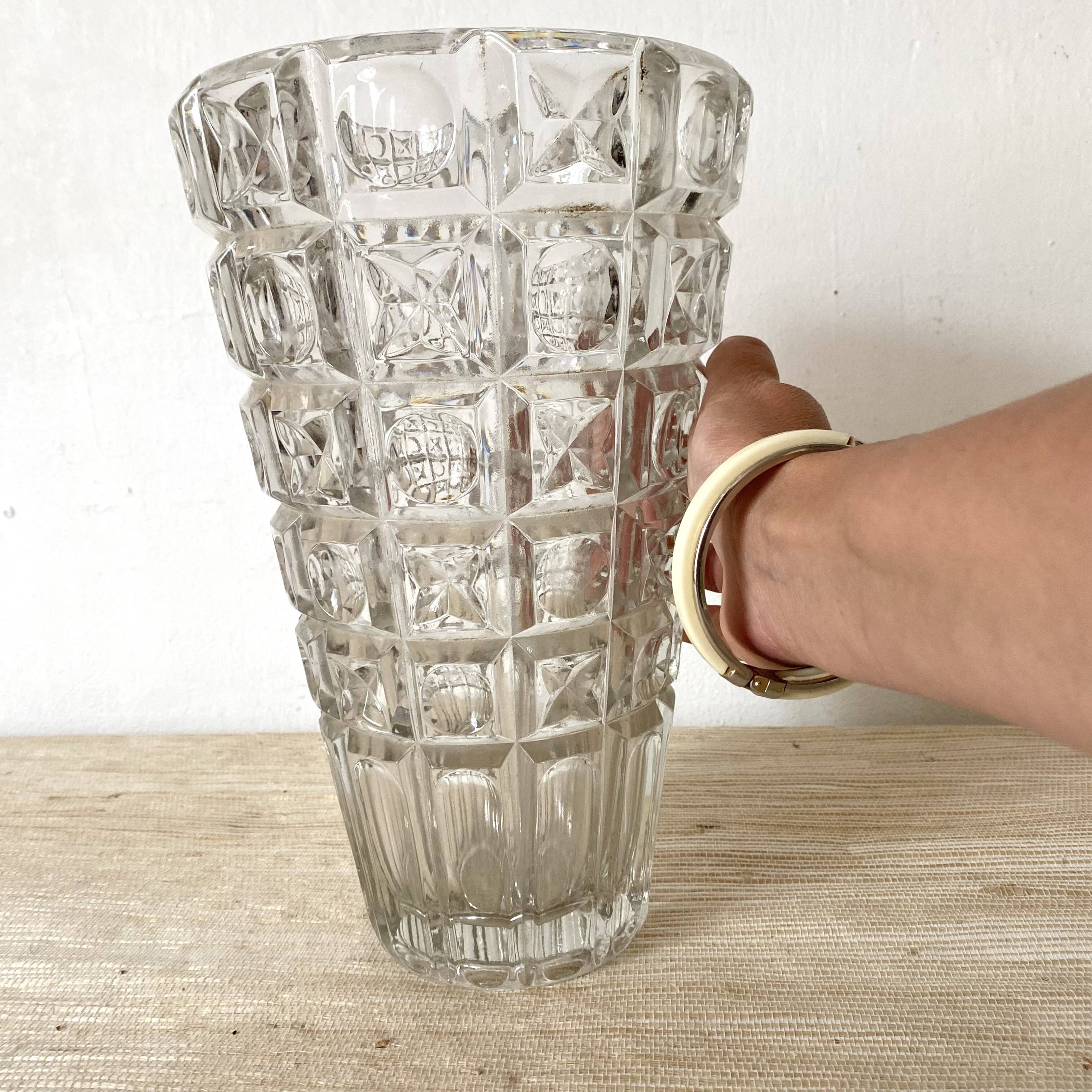 70s glass vase, 30 cm