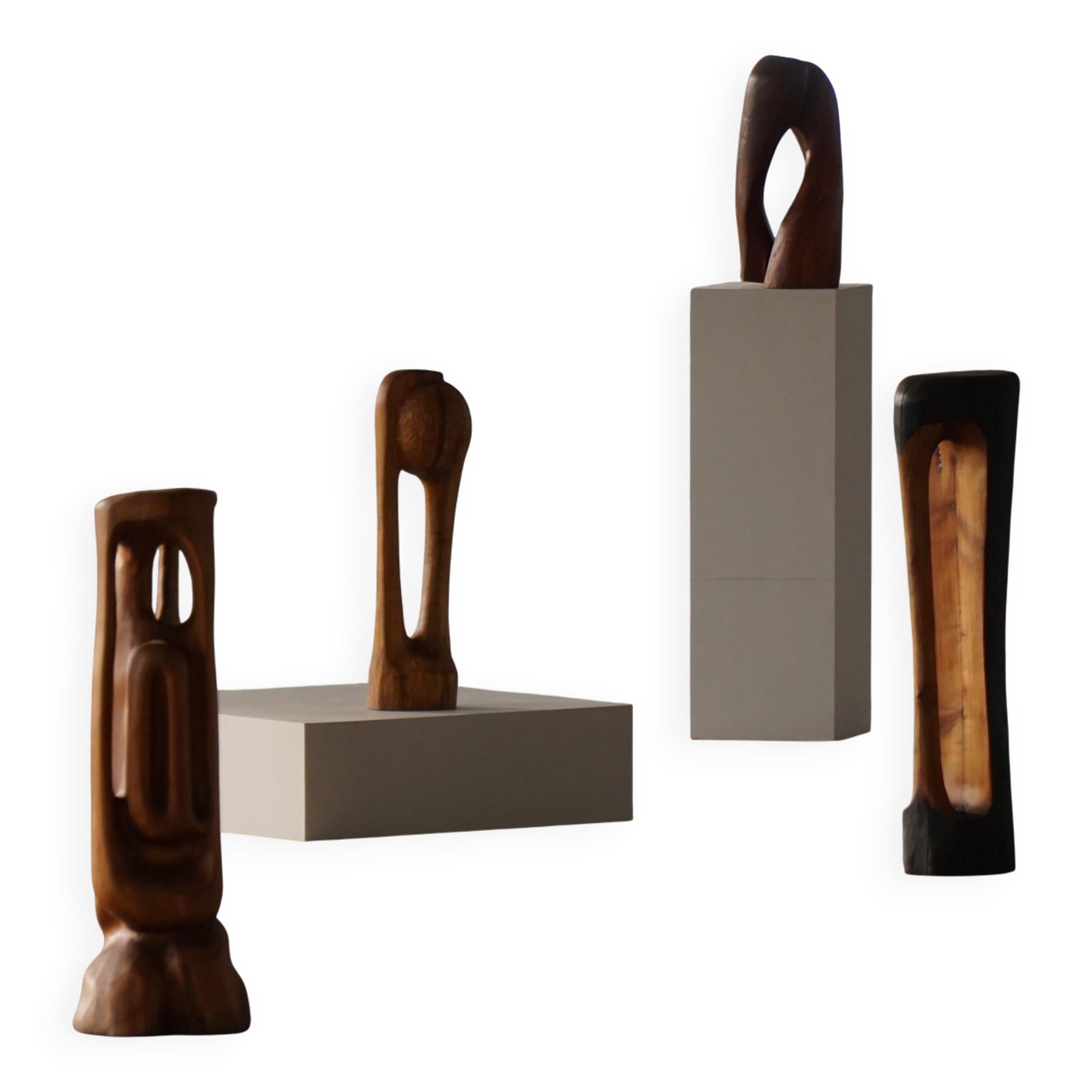 Large wooden sculpture "Woman" by Ole Wettergren, Danish modern, 1970s.