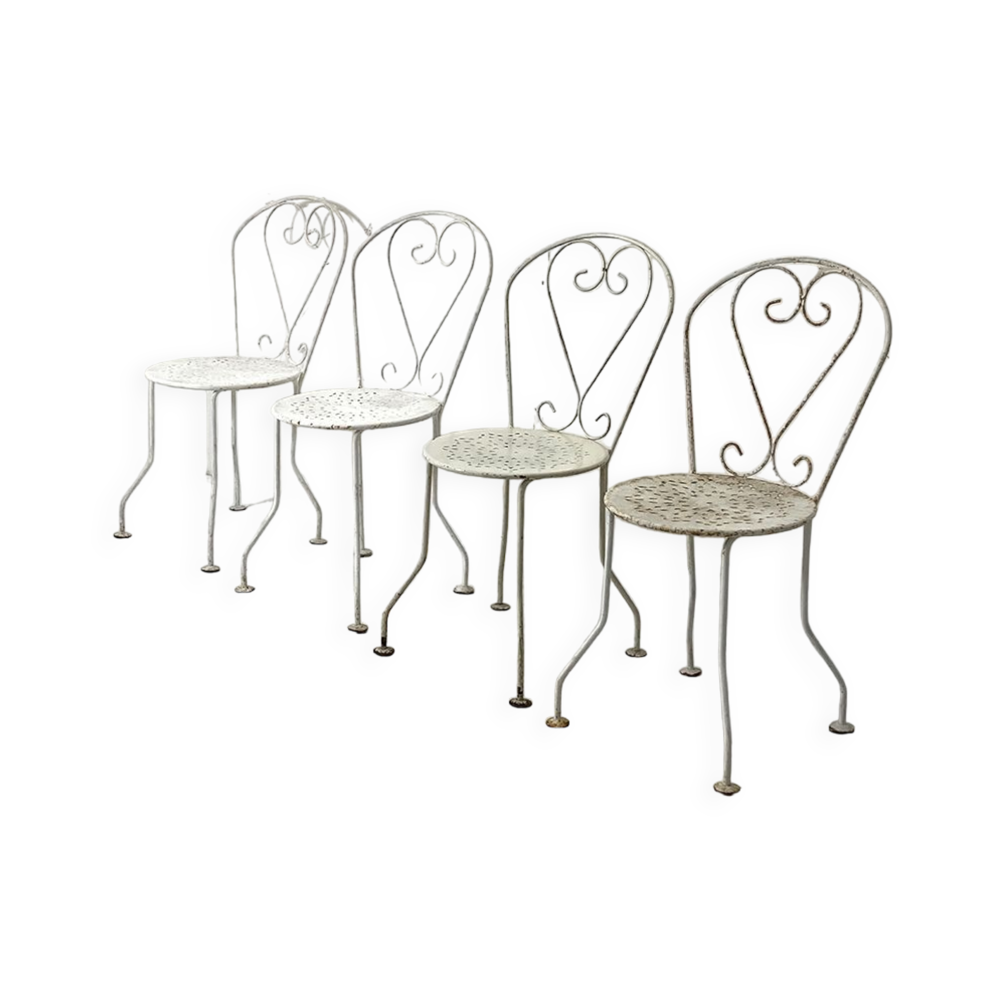 Set of 4 vintage wrought iron garden chairs 60's