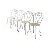 Set of 4 vintage wrought iron garden chairs 60's