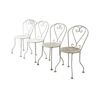Set of 4 vintage wrought iron garden chairs 60's