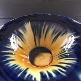 Coupe Vallauris flammée jaune et bleu