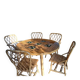 Round dining table Audoux Minet with 4 chairs and 2 armchairs.